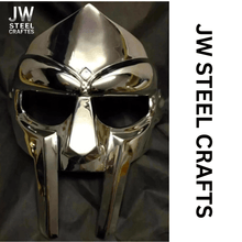Load image into Gallery viewer, Polished Gladiator Face Mask | Handcrafted Metal Decorative Helmet Art