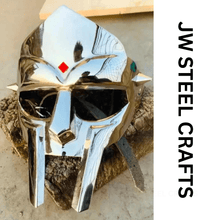 Load image into Gallery viewer, Polished Gladiator Face Mask | Handcrafted Metal Decorative Helmet Art