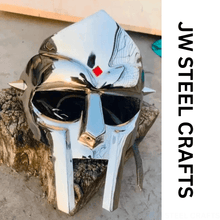 Load image into Gallery viewer, Polished Gladiator Face Mask | Handcrafted Metal Decorative Helmet Art