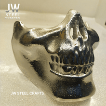 Load image into Gallery viewer, Polished Metal Skull Decor | Handmade Cast Aluminum Skull Sculpture