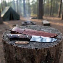 Load image into Gallery viewer, Drop Point Hunting Knife Stainless Steel Blade Rosewood Handle Fixed Blade Field Knife with Leather Sheath