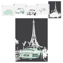 Load image into Gallery viewer, Porsche and Eiffel Tower 5 Layer Stencil Set