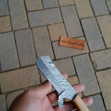 Load image into Gallery viewer, Damascus Bull Cutter Knife Twisted Steel Olive Wood Handle
