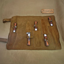 Load image into Gallery viewer, 5-Piece Handmade Damascus Kitchen Knife Set with Red Pakka Wood Handles