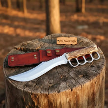 Load image into Gallery viewer, Premium Stainless Steel Hunting Knife with Stag Horn Handle