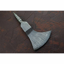Load image into Gallery viewer, Damascus Crescent Camp Axe Head with Deep Sweep Edge