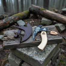 Load image into Gallery viewer, Product: Viking Style Engraved Bearded Axe – Oak Wood Handle