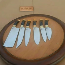 Load image into Gallery viewer, 440c stainless steel Kitchen Knives Set With Beautiful Leather Roll Kit DK-0091