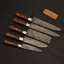 Load image into Gallery viewer, Custom Handmade Chef Knives Damascus Steel blades By JW SteelCrafts
