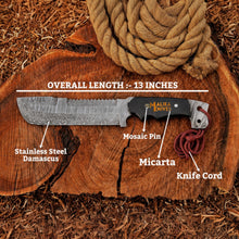 Load image into Gallery viewer, Bowie Knife 13” Damascus Steel | Malika Knives
