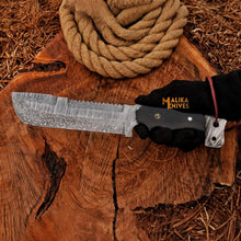 Load image into Gallery viewer, Bowie Knife 13” Damascus Steel | Malika Knives