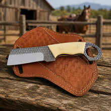Load image into Gallery viewer, Rasphorn Rasp Steel Cowboy Bull Cutter – Bone Handle &amp; Leather Sheath