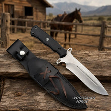 Load image into Gallery viewer, Ravenmark D2 Drop Point Bowie Knife – 13" D2 Steel, G10 Handle &amp; Leather Sheath