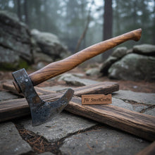 Load image into Gallery viewer, Real Forged Viking Combat Tomahawk bearded axe hatchet With Rose Wood Handle