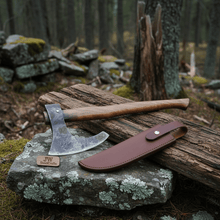 Load image into Gallery viewer, Real Forged Viking Combat Tomahawk bearded axe hatchet With Rose Wood Handle