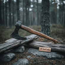 Load image into Gallery viewer, Real Forged Viking Combat Tomahawk bearded axe hatchet With Rose Wood Handle