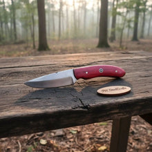 Load image into Gallery viewer, Handmade Skinner Knife Red Wood Handle Fixed Blade