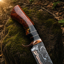 Load image into Gallery viewer, Copper Damascus Bowie Knife Handmade Copper Guard