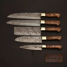 Load image into Gallery viewer, Custom Handmade Chef Knives Damascus Steel blades By JW SteelCrafts
