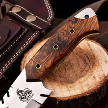 Load image into Gallery viewer, Tracker knife Full Tang Fixed Blade Knife – Stainless Steel Blade &amp; Burl Wood Handle | JW SteelCrafts