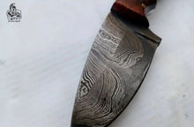 Load image into Gallery viewer, Damascus Skinner Knife 6” Fixed Blade rose wood Handle