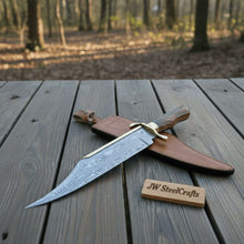 Load image into Gallery viewer, Sheffield Bowie Knife Clip Point Brass Guard Mirror Polish or Damascus Blade