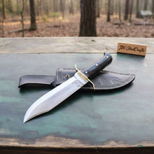Load image into Gallery viewer, Sheffield Clip Point Bowie Knife Handmade Brass Guard Mirror Polish Blade JW SteelCrafts