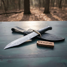 Load image into Gallery viewer, Sheffield Clip Point Bowie Knife Handmade Brass Guard Mirror Polish Blade JW SteelCrafts