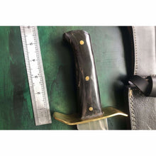 Load image into Gallery viewer, Sheffield Clip Point Bowie Knife Handmade Brass Guard Mirror Polish Blade JW SteelCrafts