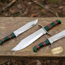 Load image into Gallery viewer, Sheffield Clip Point Bowie Knife Mirror Polish Steel with S Guard and Stacked Handle – JW SteelCrafts