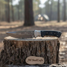 Load image into Gallery viewer, Handmade Damascus Bowie Knife with Micarta Handle