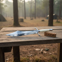 Load image into Gallery viewer, Sheffield Style Bowie Knife High Polished Clip Point Blade Brass Guard Bone Handle Handmade Fixed Blade