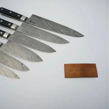 Load image into Gallery viewer, 6-Piece Damascus Kitchen Knife Set with Green Wood Handle - Professional Cooking Collection