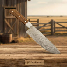 Load image into Gallery viewer, 5 Piece Damascus Kitchen Knife Set - Walnut Wood Handle Professional Cooking Knife Set