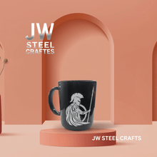 Load image into Gallery viewer, Spartan Warrior Mug | Black Ceramic Coffee Cup | JW SteelCrafts