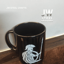 Load image into Gallery viewer, Spartan Warrior Mug | Black Ceramic Coffee Cup | JW SteelCrafts