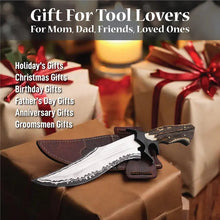 Load image into Gallery viewer, Hand Forged D2 Steel Bowie Knife with Genuine Stag Antler Handle &amp; Leather Sheath