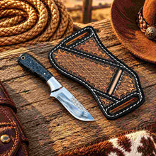 Load image into Gallery viewer, Handmade Horse Rasp Stainless Steel Cowboy Bull Cutter Knife with Orange Stone Handle &amp; Leather Sheath – SH-DS/077