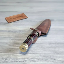 Load image into Gallery viewer, 8” Acid-Etched Gyuto Chef Knife with Rosewood Handle &amp; Brass Bolster (Full Tang)