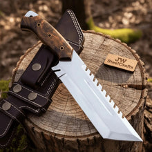 Load image into Gallery viewer, Tracker knife Full Tang Fixed Blade Knife – Stainless Steel Blade &amp; Burl Wood Handle | JW SteelCrafts