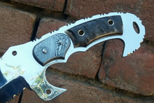 Load image into Gallery viewer, Tracker Knife Custom Handmade J2 Steel  Handle Sheep Horn &amp; Damascus Bolster 13"