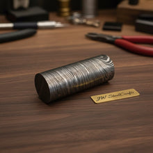 Load image into Gallery viewer, 5 Inch Twisted Damascus Steel Round Billet Bar for Guards Rings and Jewelry Making