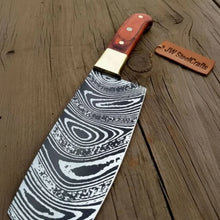 Load image into Gallery viewer, 8” Carbon Steel Gyuto Chef Knife – Twisted Acid-Etched Blade with Red Pakka Wood Handle