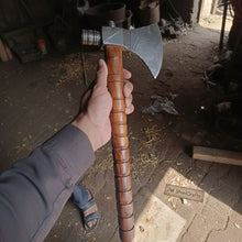 Load image into Gallery viewer, Damascus Pipe Tomahawk Hand Forged Viking Axe