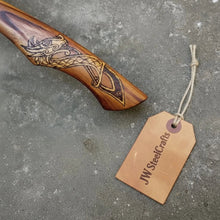 Load image into Gallery viewer, Hand Forged Damascus Steel Viking Axe – 18” Bearded Bushcraft Hatchet with Hardwood Handle | JW SteelCrafts