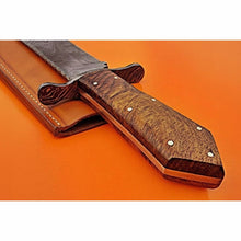 Load image into Gallery viewer, Victorian Style Custom Bowie ,Sheffield Clip Point Bowie Knife, Handmade Damascus Steel Blade, Walnut Burl Handle,