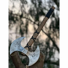 Load image into Gallery viewer, Unique Double-Headed Viking Axe - Handcrafted Decor Piece | Two Styles Available | JW SteelCrafts