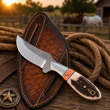 Load image into Gallery viewer, Western Belt Knife D2 Rasp Steel Stag Horn Handle