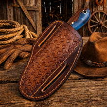 Load image into Gallery viewer, Western Rasp Steel Knife &amp; Belt Sheath – 3.75” Blade, Epoxy Resin &amp; Wenge Wood Handle