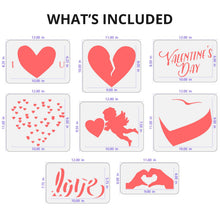 Load image into Gallery viewer, Valentine's Day Heart Symbols Stencil Set
